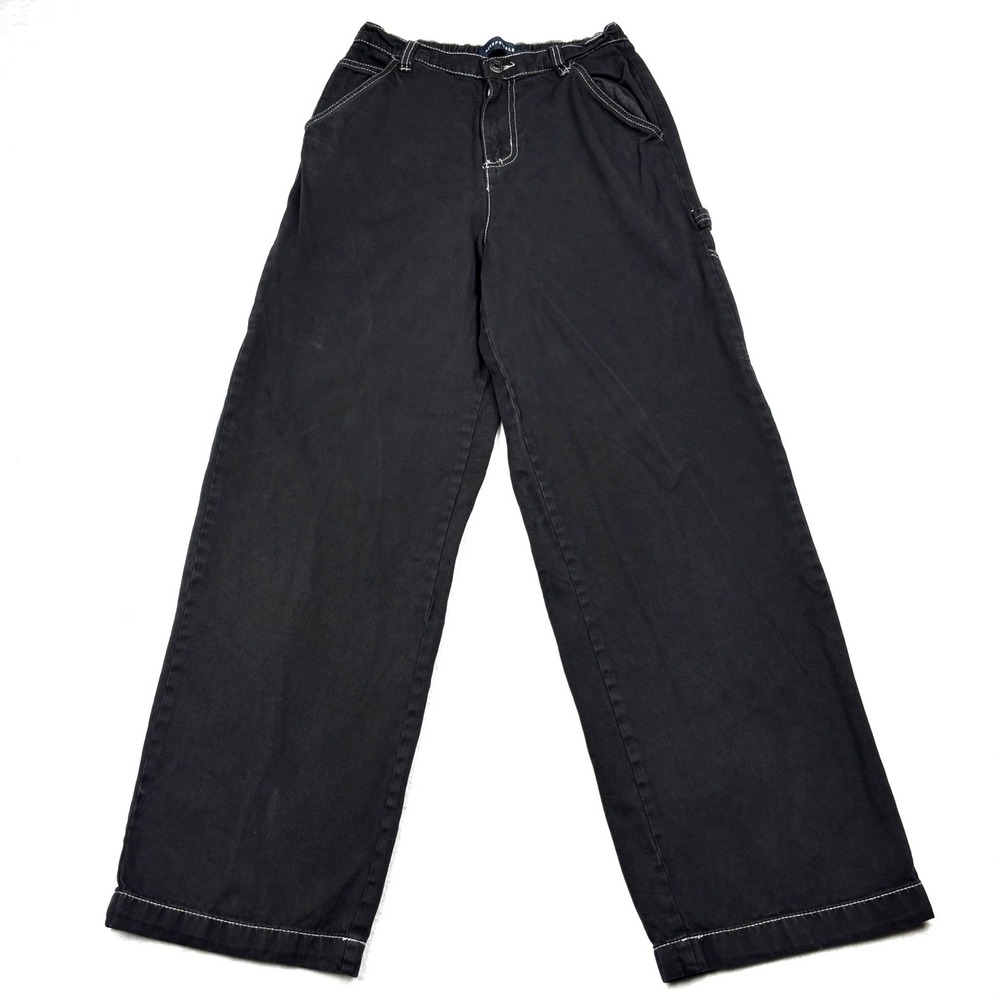 Aeropostale Carpenter Pants Womens Small Black Contrast Stitch Wide Leg Skater S